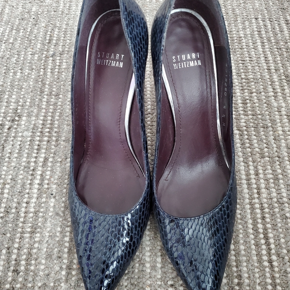 Stuart Weitzman Blue Snake Heels